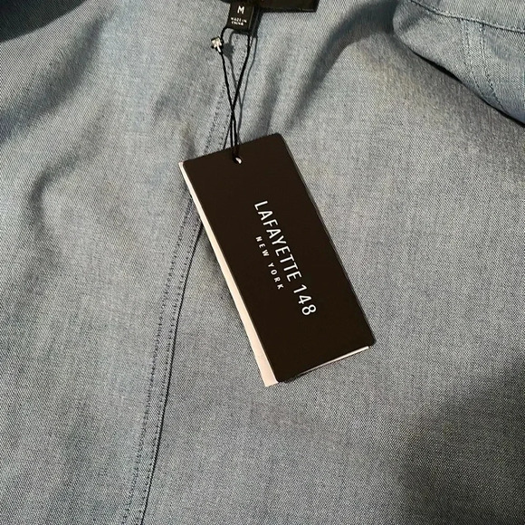 Lafayette 148 New York Blue Button-Up Shirt - Picture 11 of 15